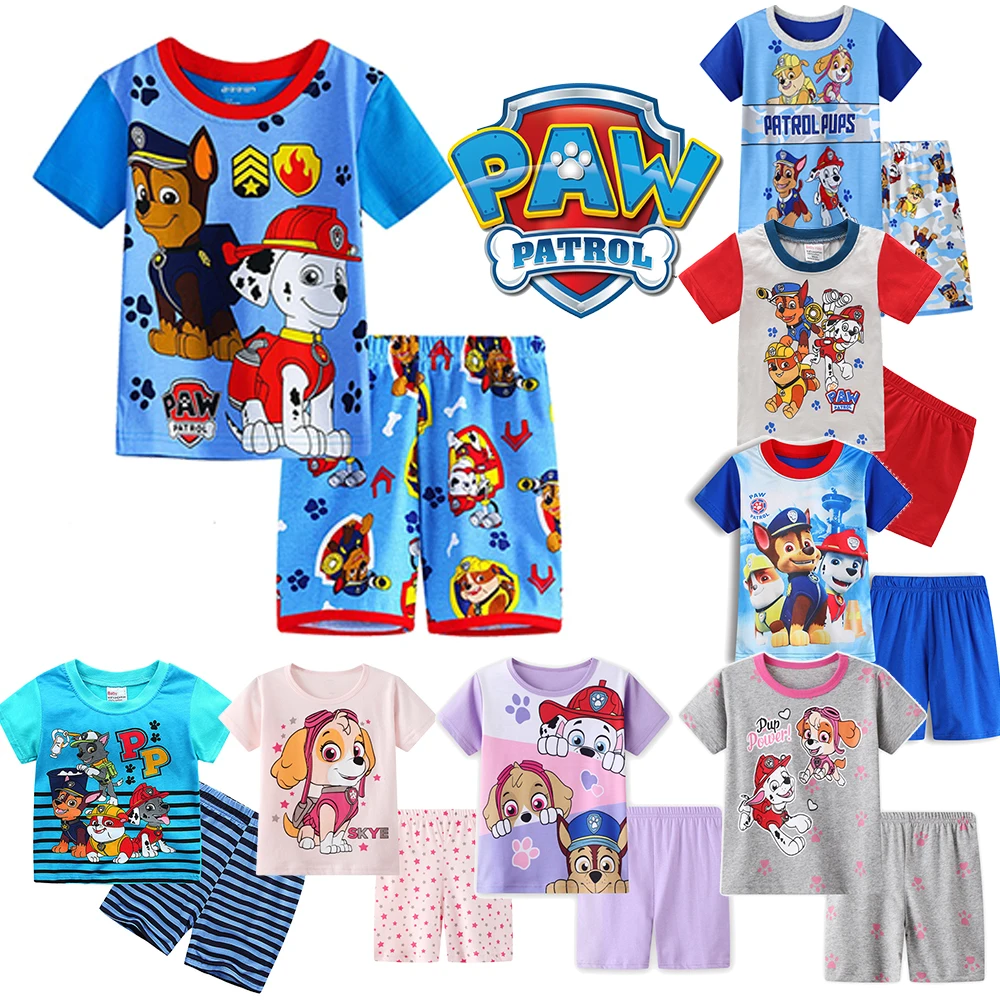 

Cute Paw Patrol Cotton Pajamas Set Summer Cartoon Printing Sleepwears Children's Boys Girls Underwear Pajamas Short Sleeved Suit
