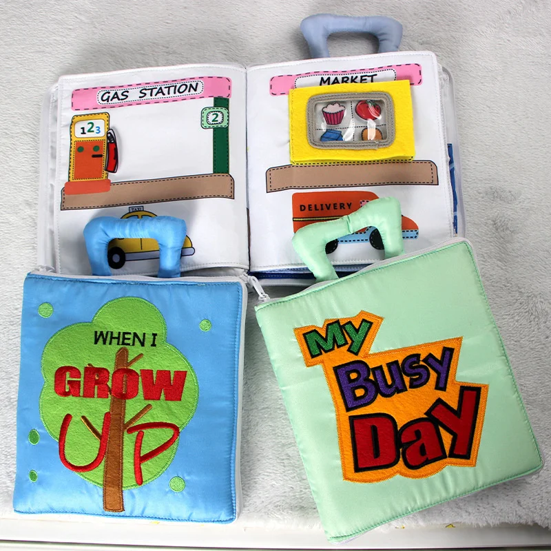 

3D Toddler Cloth Book Basic Life Skills Vehicle Early Education Storybook Parent-Child Interactive Toy Baby Cloth Book 10 Pages