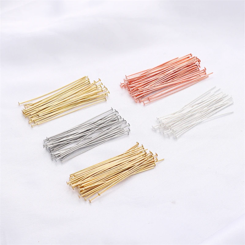 Медные булавки с плоской головкой, золотистые/Платиновые/посеребренные булавки для изготовления ювелирных изделий «сделай сам», 14 к, 18 К, 50 шт., 20/25/30/40 мм