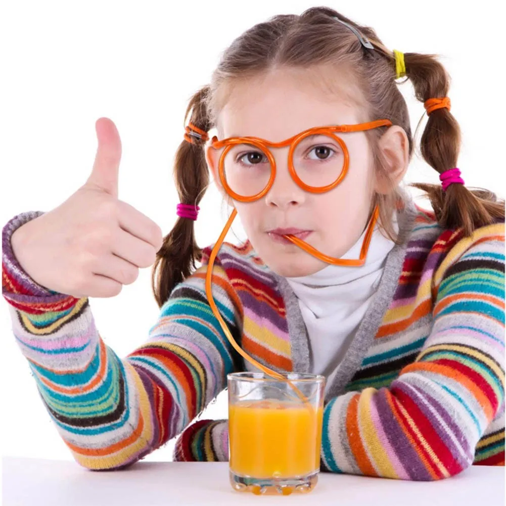 

Funny Soft Glasses Straw Unique Flexible Drinking Tube Kids Party Accessories Crazy Diy Straws for Birthday Party Supplies