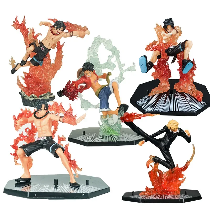 Fire Fist Three-Sword One Piece Luffy Roronoa Zoro Vinsmoke Sanji Ace ПВХ Фигурка Настольная Аниме Модель