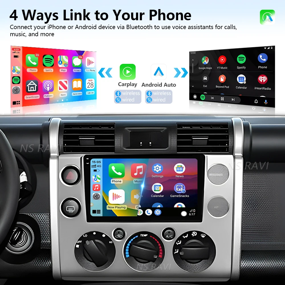 Фото Для Toyota FJ Cruiser J15 2006-2020: Мультимедийная система Carplay Auto Qualcomm DSP с Bluetooth, камерой 360° и беспроводным Android 16 на базе Snapdragon №3