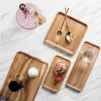 acacia plates for food 4 sizes wooden tableware serving dish rectangular complete tableware of dishes 24 pieces plate set dining
