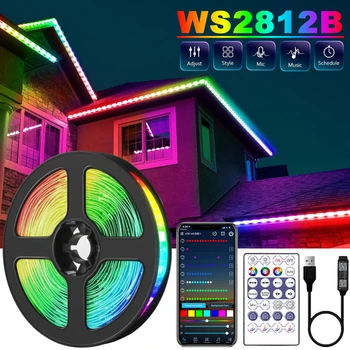LED Strip Light RGB 5050 WS2812B USB Bluetooth Control Diode Flexible Lamp Tape Rainbow Effect 1M-30M DC 5V Backlight Decoration 1