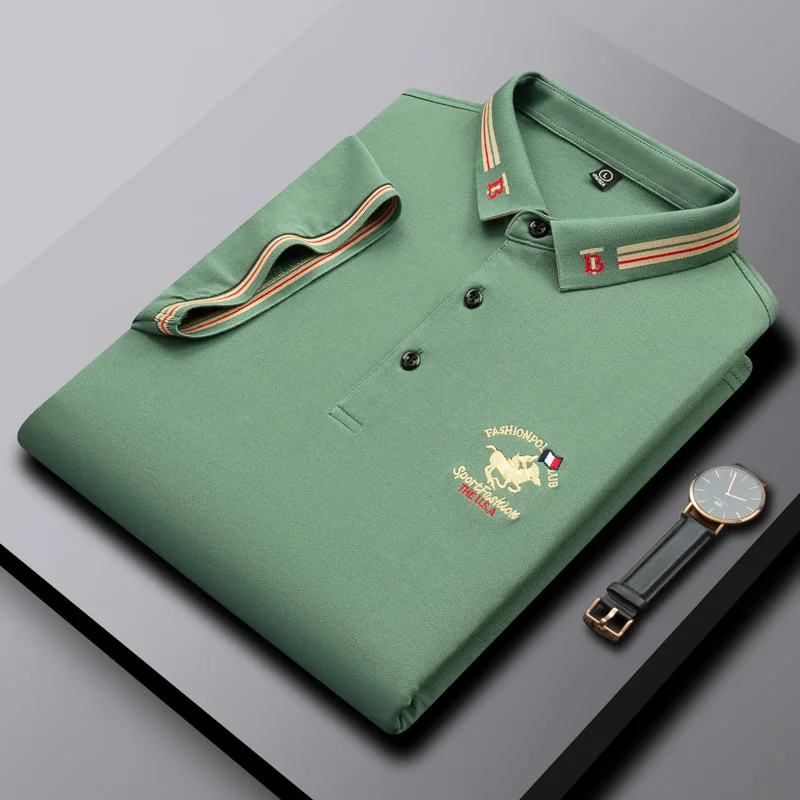 

New Brand Lapel High-quality Polo Tshirts for Men Luxury Logo Fashion Polos 2022 Summer Men's Clothing Top Short Sleeve Tops