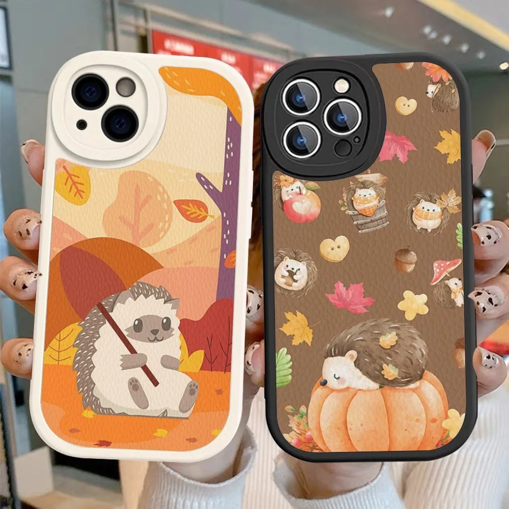 

Cute Hedgehog Phone Case Hard Leather For IPhone 14 13 12 Mini 11 14 Pro Max Xs X Xr 7 8 Plus Fundas