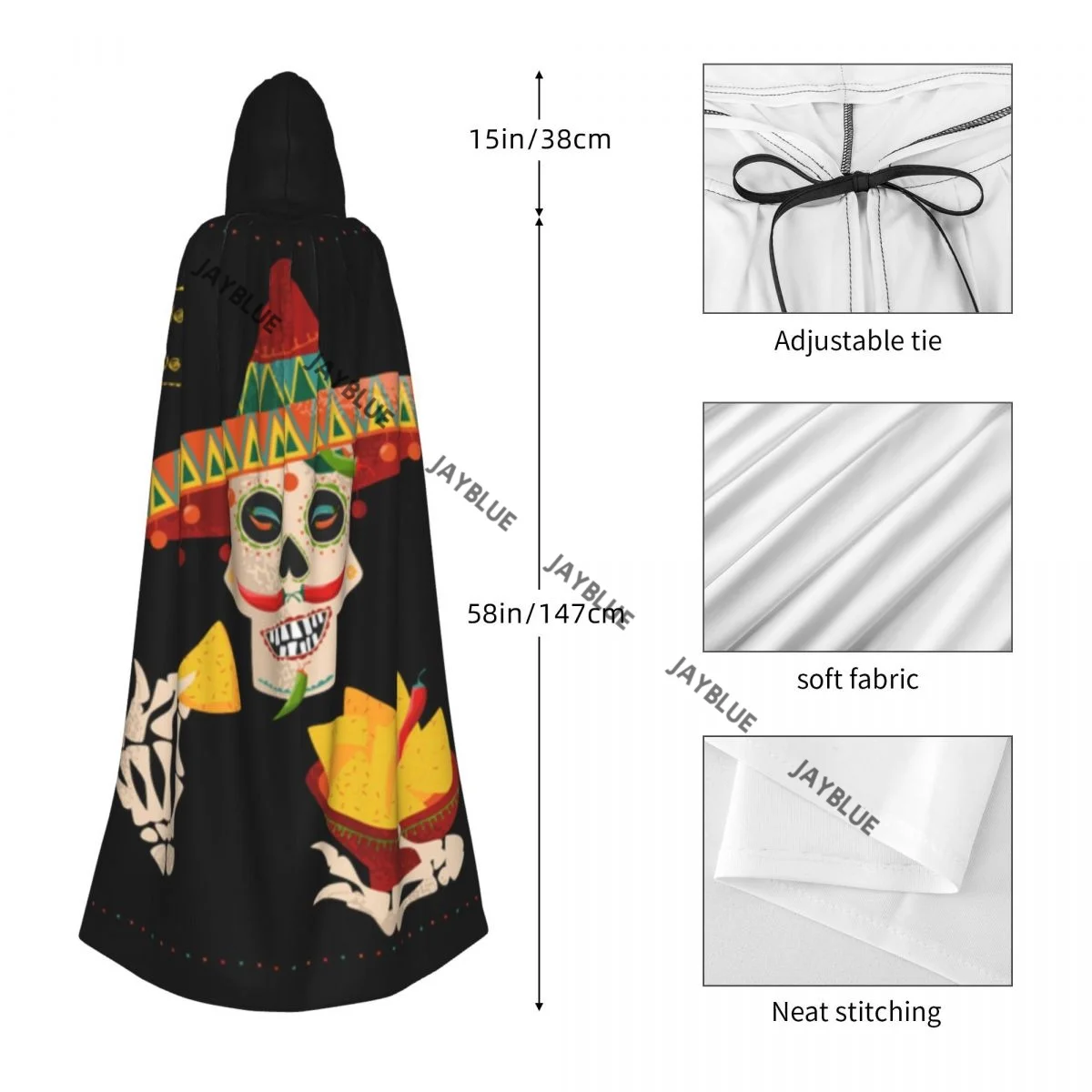 Унисекс для взрослых улыбающийся мексиканский череп с пепером Хаalapeno плащ усами