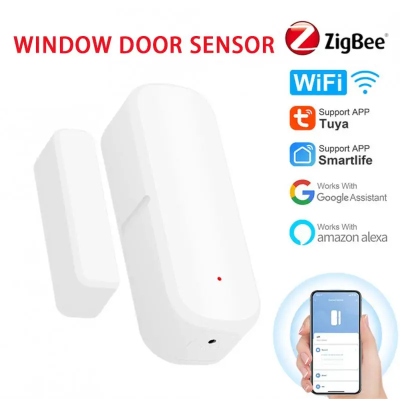 

Смарт-датчик двери Tuya Wi-Fi/Zigbee, детекторы открытия и закрытия дверей, охранная система для умного дома, управление через приложение
