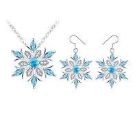 anglang luxury snowflake blue cubic zirconia jewelry sets engagement necklace earring for bridal wedding jewelry gift for women
