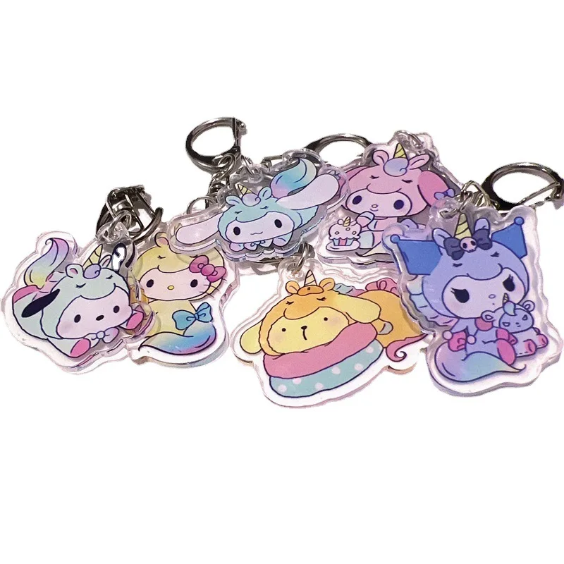 

New Kawayi Hello Kitty My Melody Kuromi Cinnamoroll Pochacco Onpompurin Ins Key Chain Birthday Gift Toy