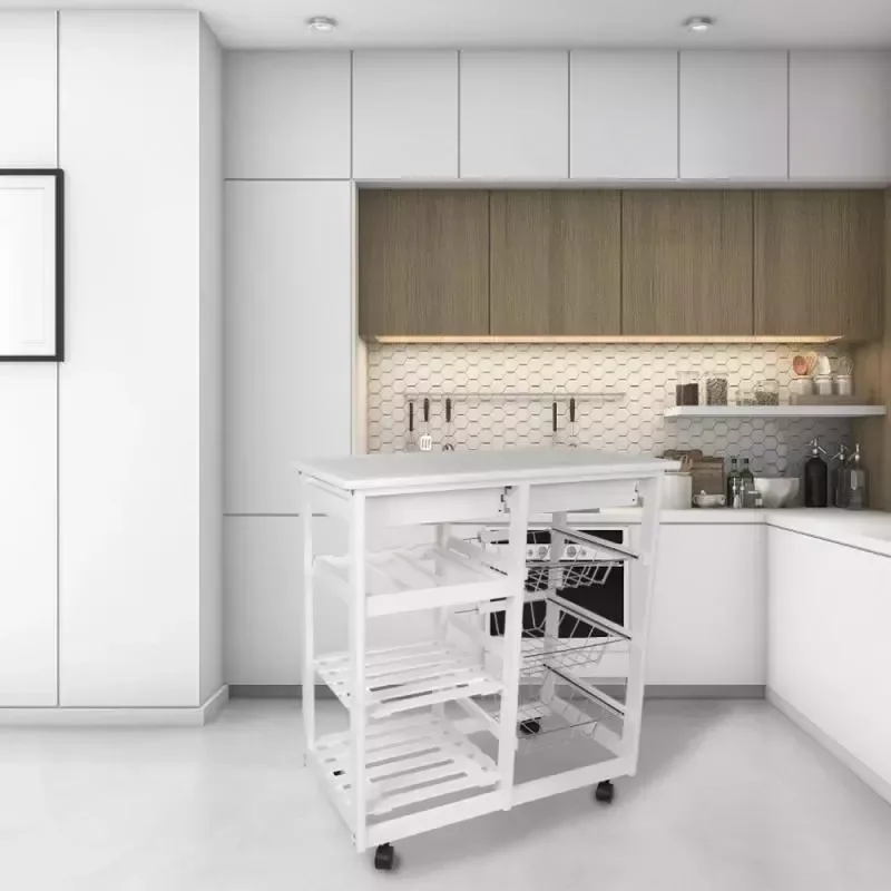 

Islands Trolleys Hotel Catering Serving Trolley Moveable Kitchen Storage Rack Four-layer Home Utility Shelf Trolley HWC
