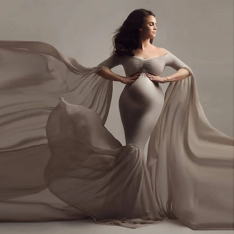 

Summer Women Pluse Size Maternity Clothes Fluffy Sexy Photo Shoot Photography Pregnancy Dress Cute Gala for Night Long