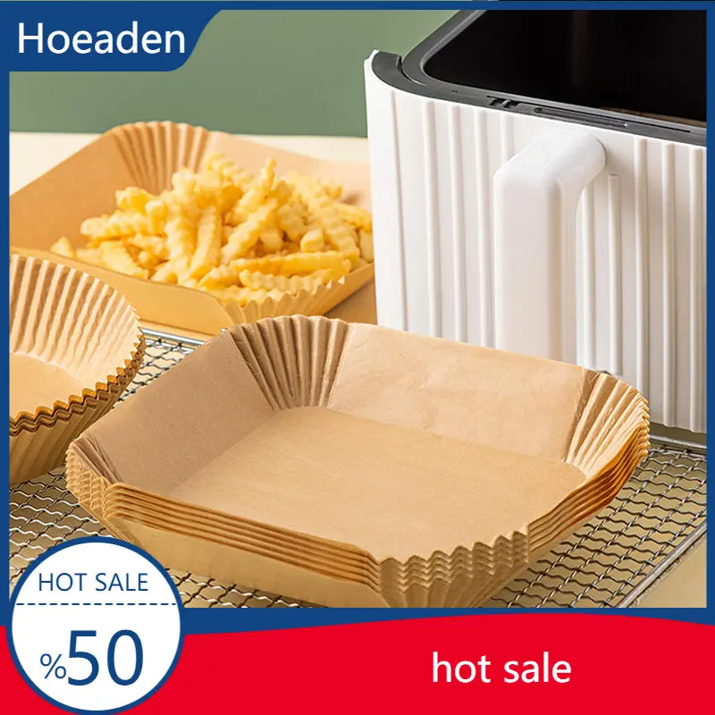 

50pcs Air Fryer Disposable Paper Liner Non-Stick Mat Steamer Round Baking Paper