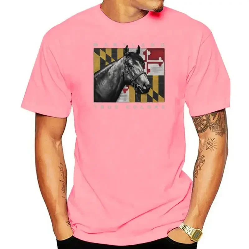 Футболка KJKJ Horse Thoroughbred с флагом MD мужская одежда Мэриленда True Colors футболки
