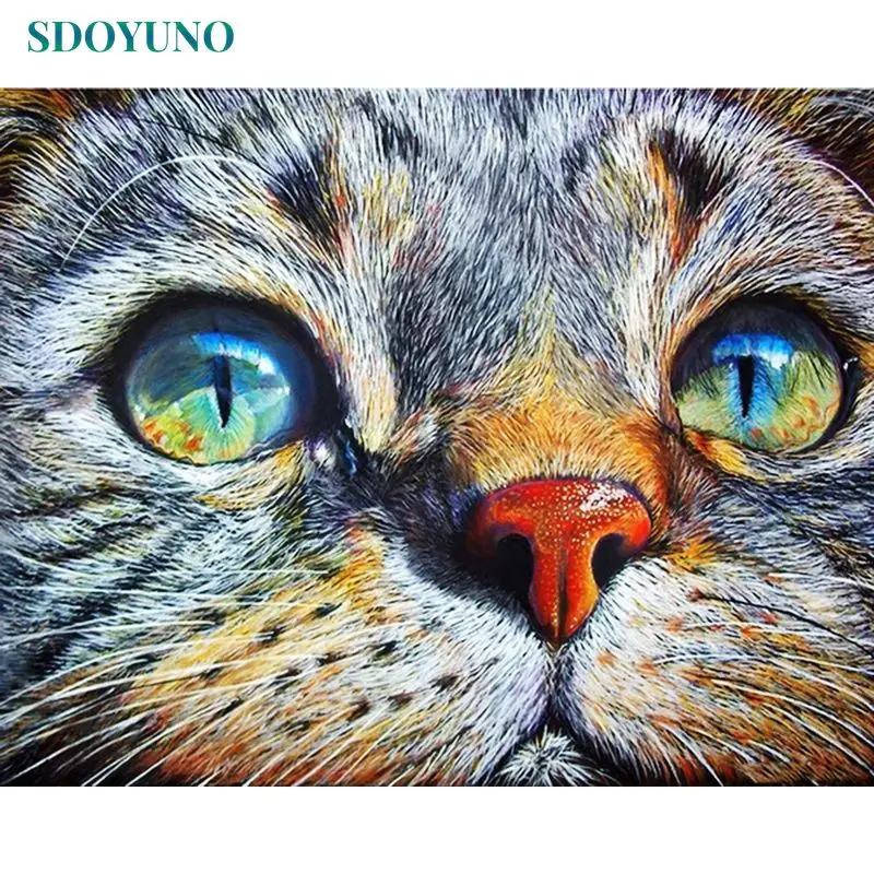 

SDOYUNO 5D Diamond Mosaic Cat Rhinestones Diamond Painting Full Square Drill Embroidery Animal Living room decorating Artwork