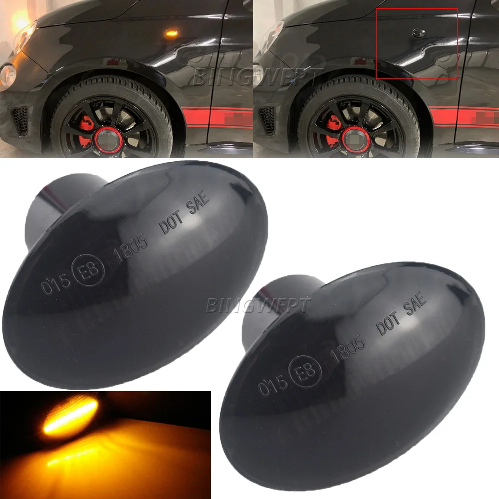 

Car Side Marker Light Turn Signal Lamp For FIAT 500 500C 500L LED Dynamic T10 Lamps For Abarth 500 595 695 Car Fender Lights