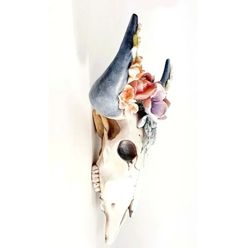 Смола Суккуленты Корова Череп Настенный Кулон Цветок Роза Белый Голова Быка