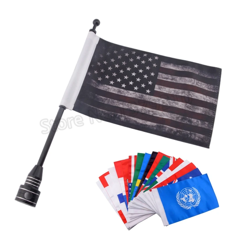 

Black Motorcycle Rear Side Mount Luggage Rack America Flag Pole For Harley Sportster XL883 XL1200 Glide Road King Touring FLHT