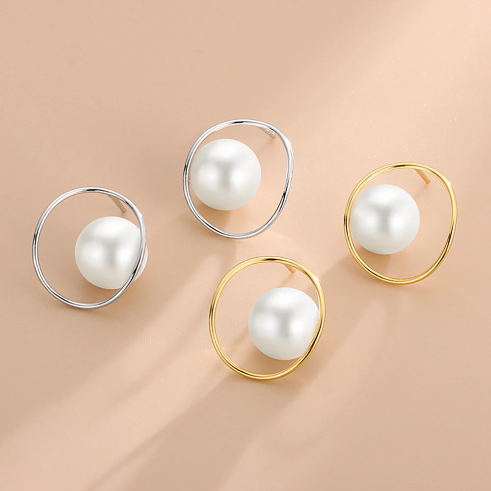 

WPB S925 Sterling Silver Earrings Openwork Pearl Rings Stud Earrings for Women K Gold Plated Luxury Jewelry Gifts Party Prom