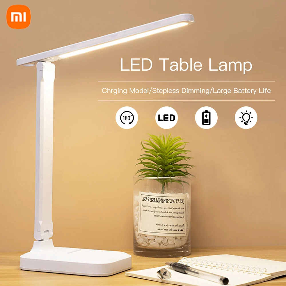 Xiaomi Led Desk Lamp 3 Colors Stepless Dimming Touch Foldable Desk Lamp Bedside Reading Eye Protection Night Light USB Charging