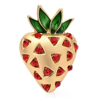 wulibaby rhinestone strawberry brooches for women unisex lovely fruits party office brooch pin gifts