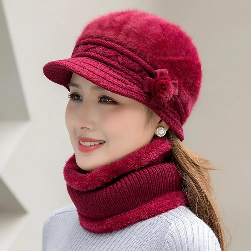 

Модная мягкая эластичная однотонная зимняя теплая шапка для женщин среднего возраста зимняя шапка для шеи Теплая сохраняющая тепло