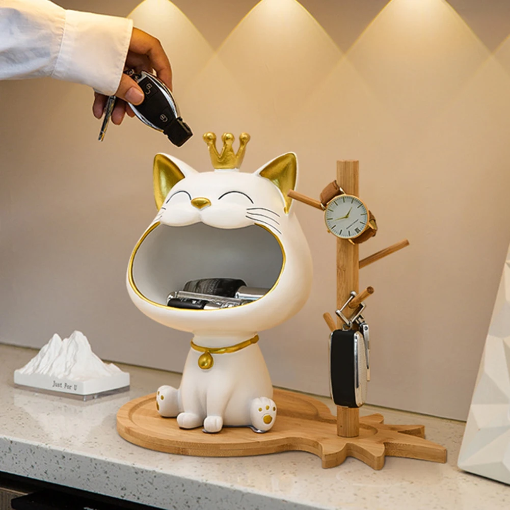 

Подставка для ключей Fortune Cat, статуэтка, поделки, полимерная коробка для хранения, Декор, конфеты, мелочи, нетоксичные, безвредные для кабинет...