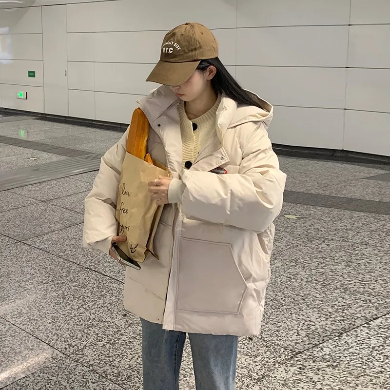 2022 Winter Oversize Jacket Women Thick Dowm Cotton Padded Coat Female Fashion Hooded Loose Bubble Coats Women's Puffer Parkas