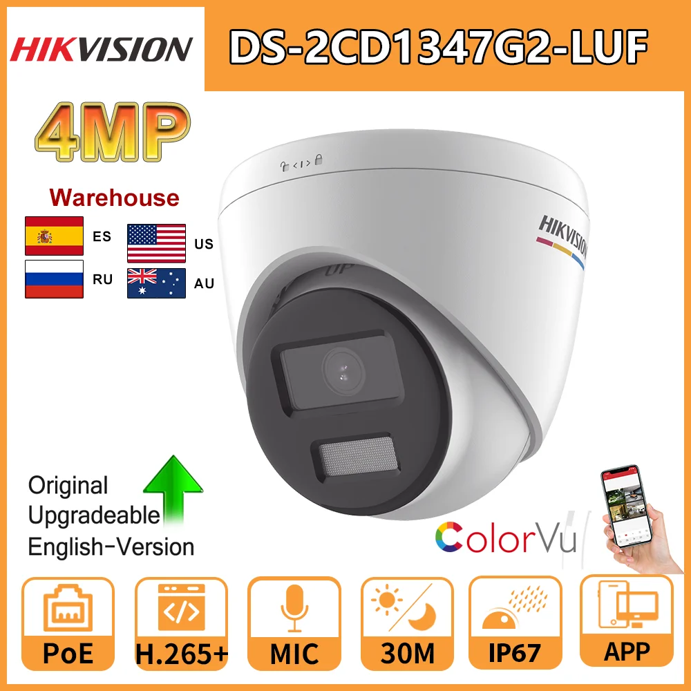 

Hikvision IP Camera 4 MP ColorVu MD 2.0 Fixed Bullet Network Camera DS-2CD1347G2-L(UF) 24/7 Colorful imaging Human Detection