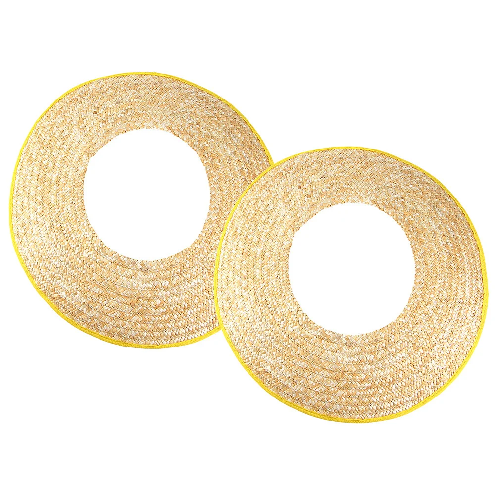 

2 Pcs Curtain Hard Hat Shade Visor Straw Accessories Construction Attachment Wheat Neck Summer Sun