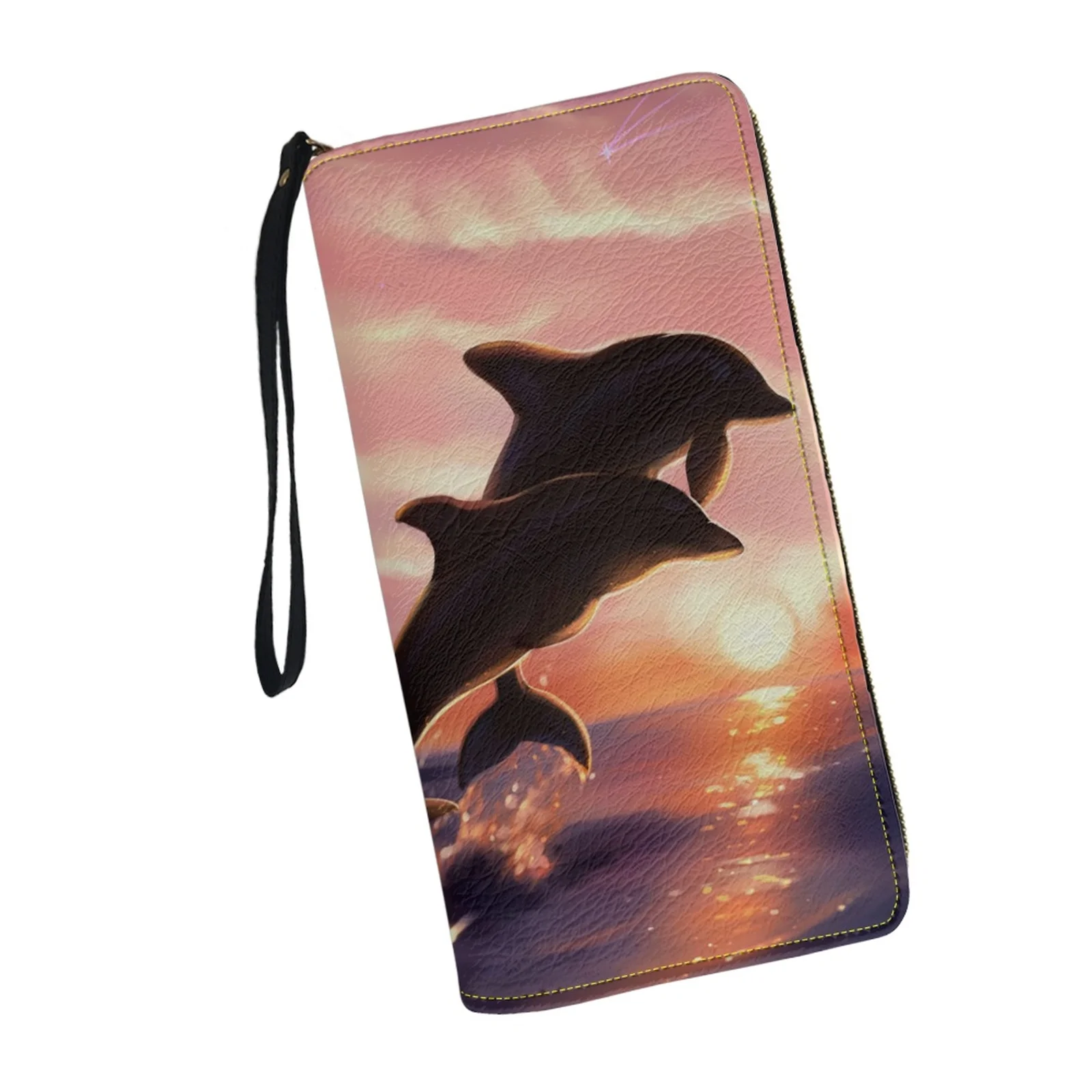 Belidome Killer Whales Design Gift Clutch Wristlets Women Long Wallet RFID Blocking Credit Card Holder PU Ladies Purse Handbags