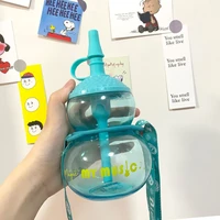 gourd water bottle children water bottle straw cup cute water cup boys and girls students anti fall plastic cup home desk decor