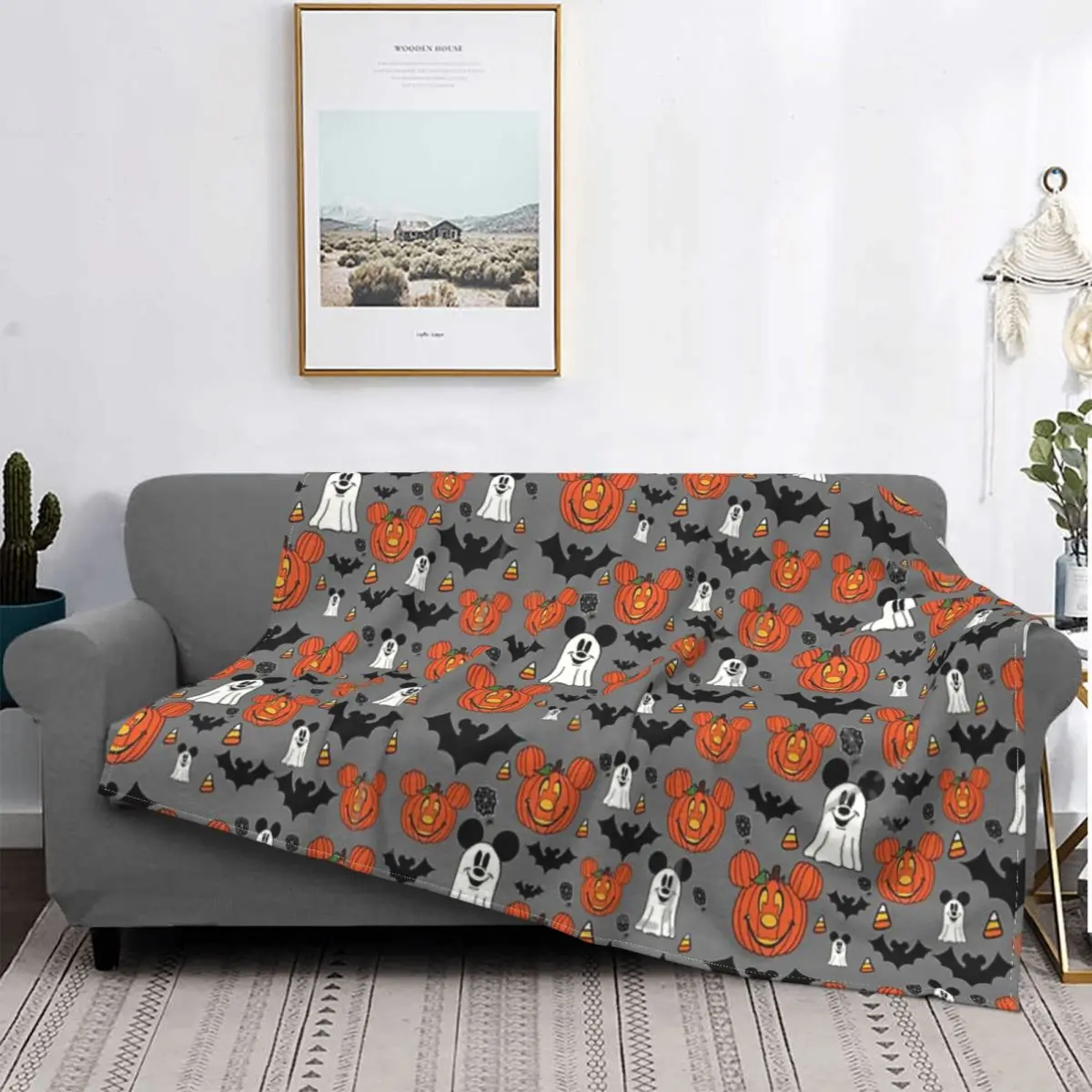 

Manta gris de ratón de Halloween, colcha de cama a cuadros, cubierta de playa, manta de verano, colcha de verano