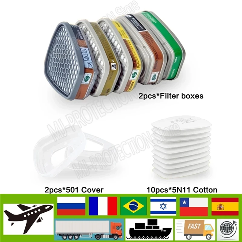 

6001/6002/6004 Filtering Cartridge 5N11 Cotton Filter Set For 6200/7502/6800 Gas Mask Chemical Respirator Painting Spraying