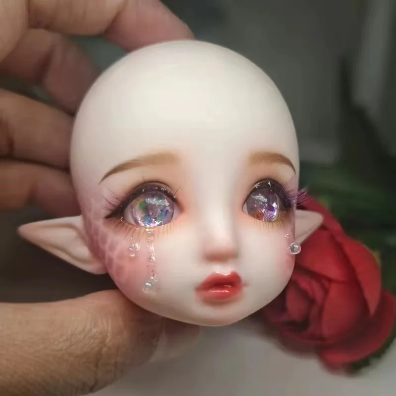 

1/6 BJD Doll Head Handmade Makeup Kawaii Face 3D Detachable Eyes Cute Expression Elf Ears Creative Doll Head Fit for 30CM Doll