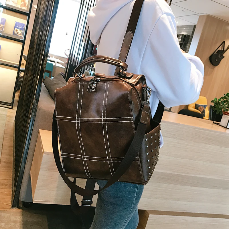 

Super fire single shoulder bag women's bag 2022 new fashion port style retro soft leather large capacity single double backpack