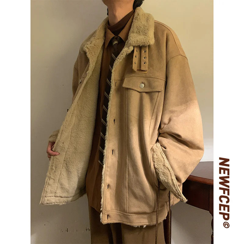 Winter Jacket Men Warm Fashion Thick Suede Jackets Mens Streetwear Korean Loose Short Coat Mens Thicken Lamb Fur Jacket M-2XL