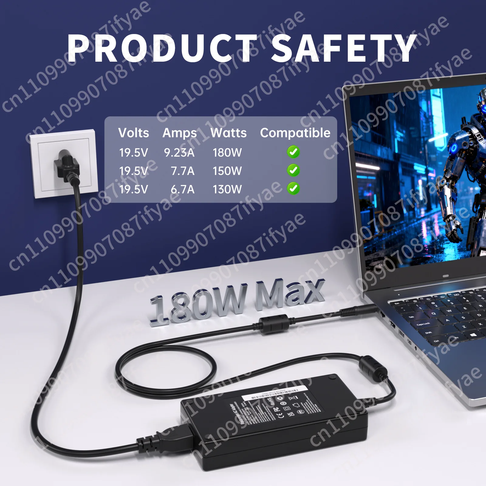 Адаптер питания 180 Вт для ноутбука DELL 19.5v9.23a (art.: 3920d83fd5302) - 3920d83fd5302