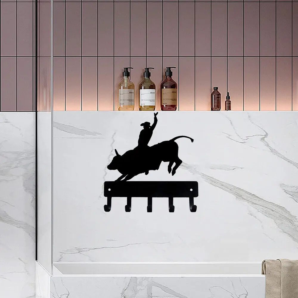 

Вешалка для ключей Bull Rider, 6 дюймов, широкий металлический настенный крючок, высокое качество, украшение для гостиной или дома