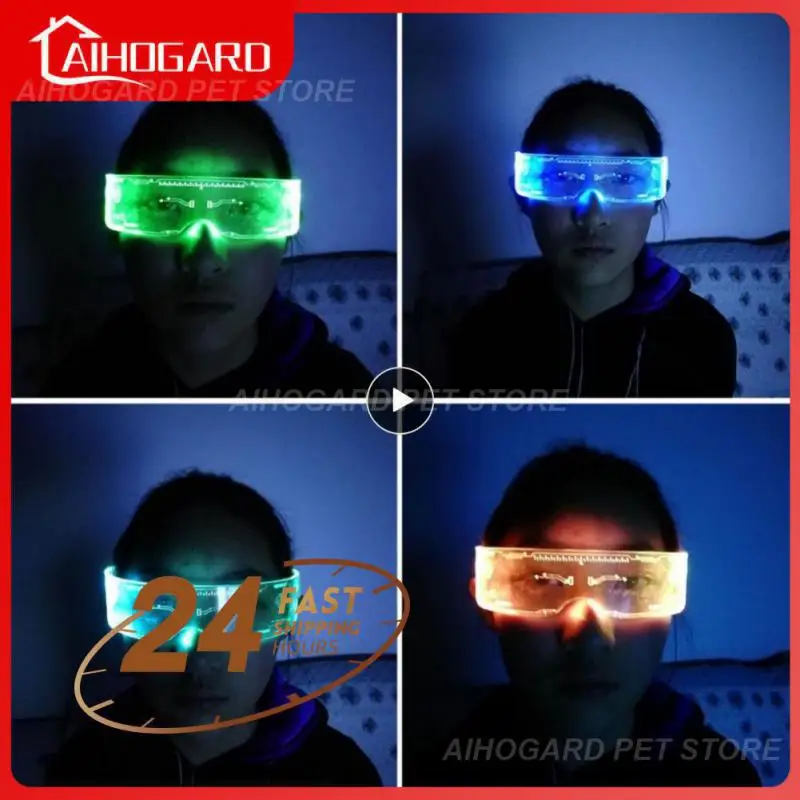 

LED Luminous Glasses LED Glasses EL Wire Neon Light Up Visor Eyeglasses Bar Party EyeWare For Halloween Christmas Parties