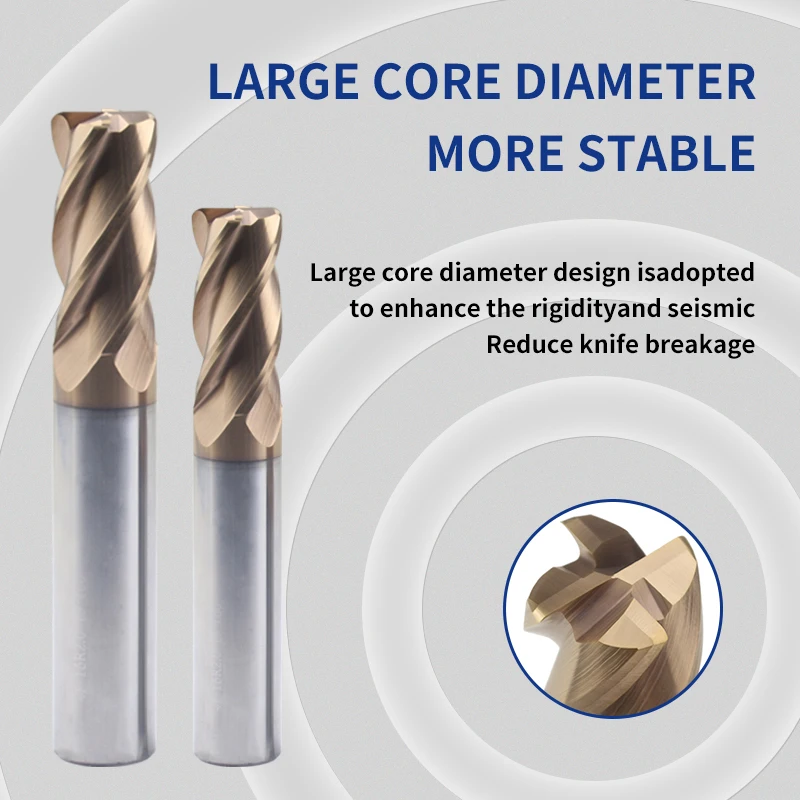 HRC62 Угловые круглые концевые фрезы 4 края 0 2 мм 5 r2мм фреза из вольфрамового сплава