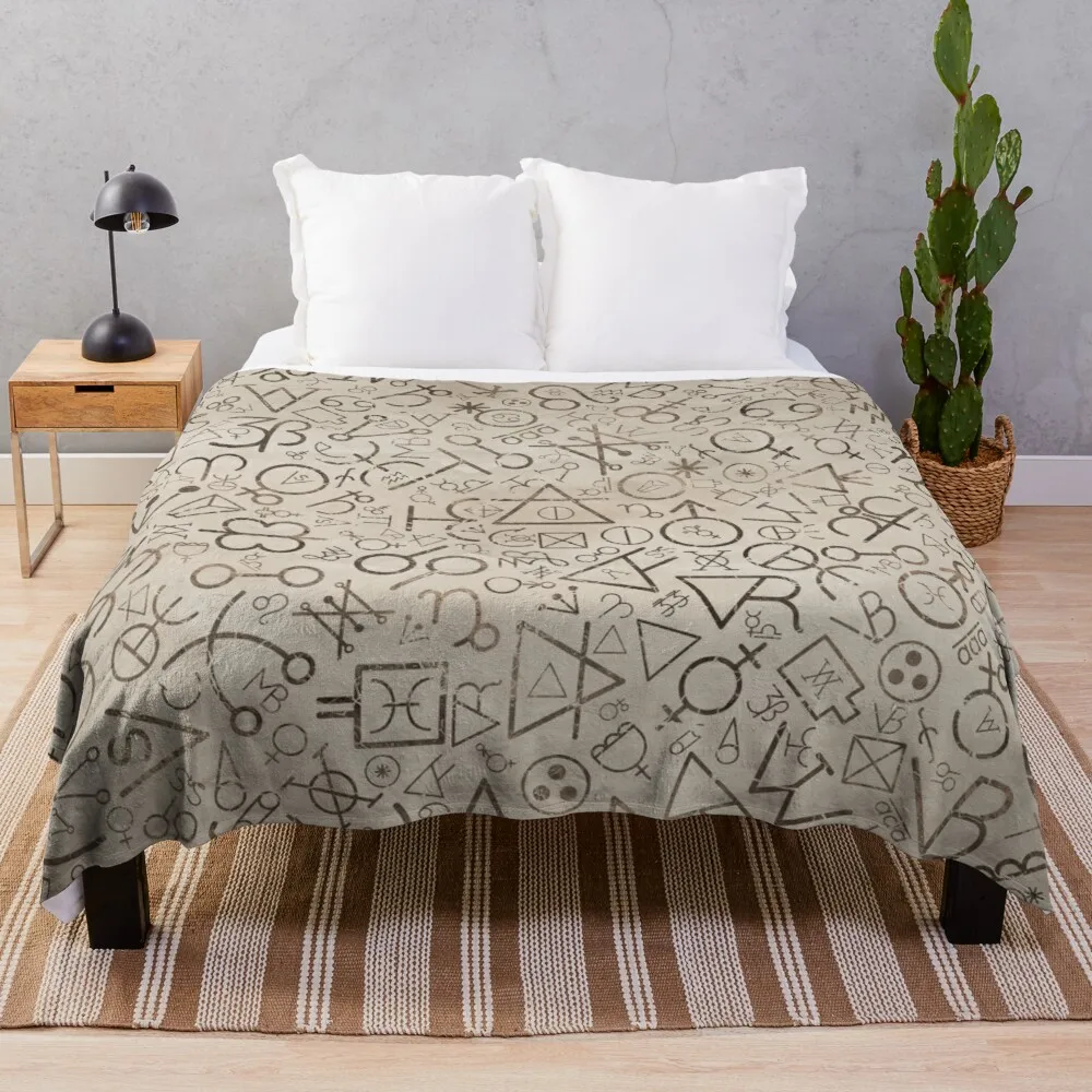 

Alchemy symbols and Astrological symbols pattern #1 Throw Blanket Single Blanket Personalized Gift Blanket Luxury