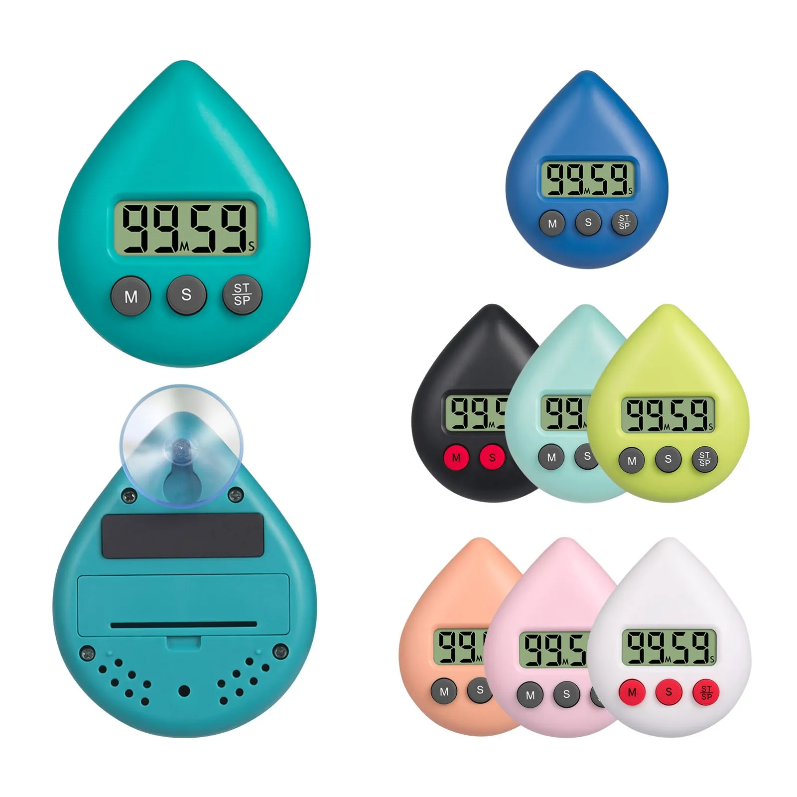 Manual Electronic Countdown Sports Sucker Digital Timer Kitchen Cooking Shower Study Stopwatch