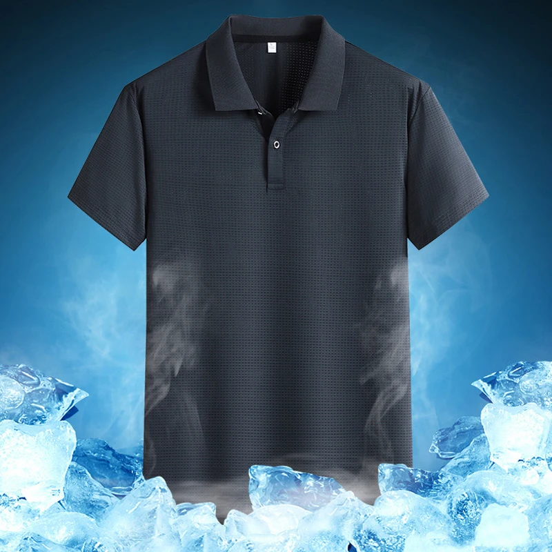 Рубашка-поло мужская однотонная Повседневная модная дышащая с коротким рукавом