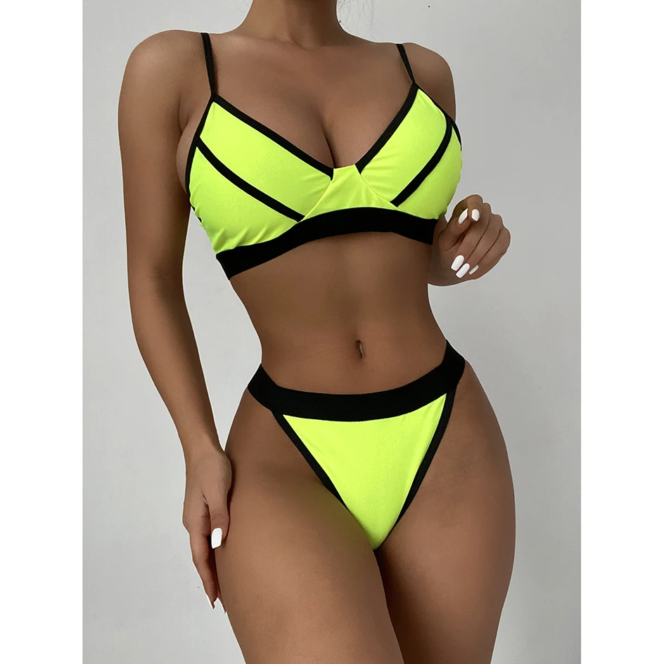 

Sexy Contrast Binding Bikini 2022 Women Swimsuit Swimwear Push Up Thong Female Bikinis Set 2 Piece Woman Bathing Suit Beach Wear