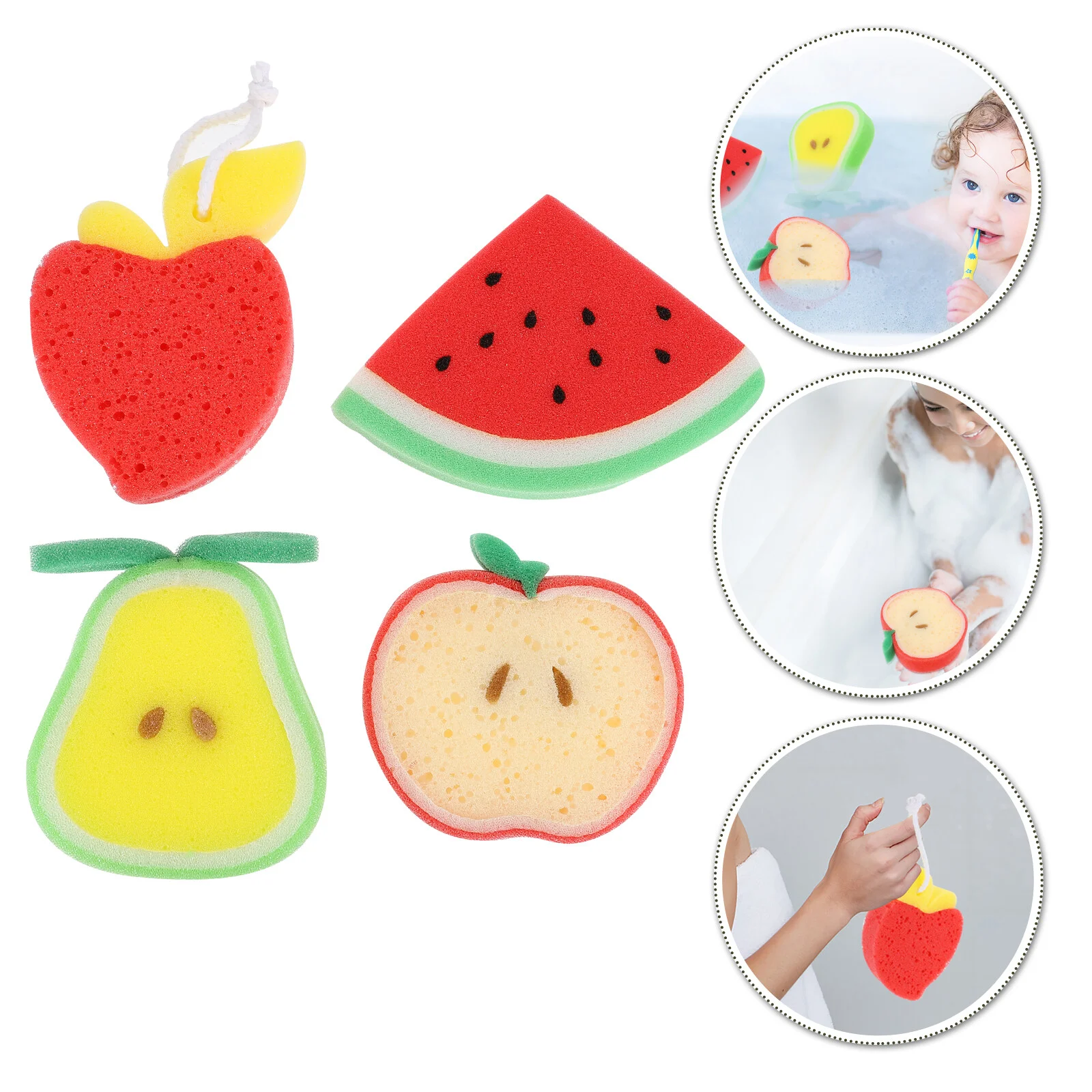 

4 Pcs The Bath Ball Baby Sponge Bathing Scrubber Children Shower Kid Fruit Frosted