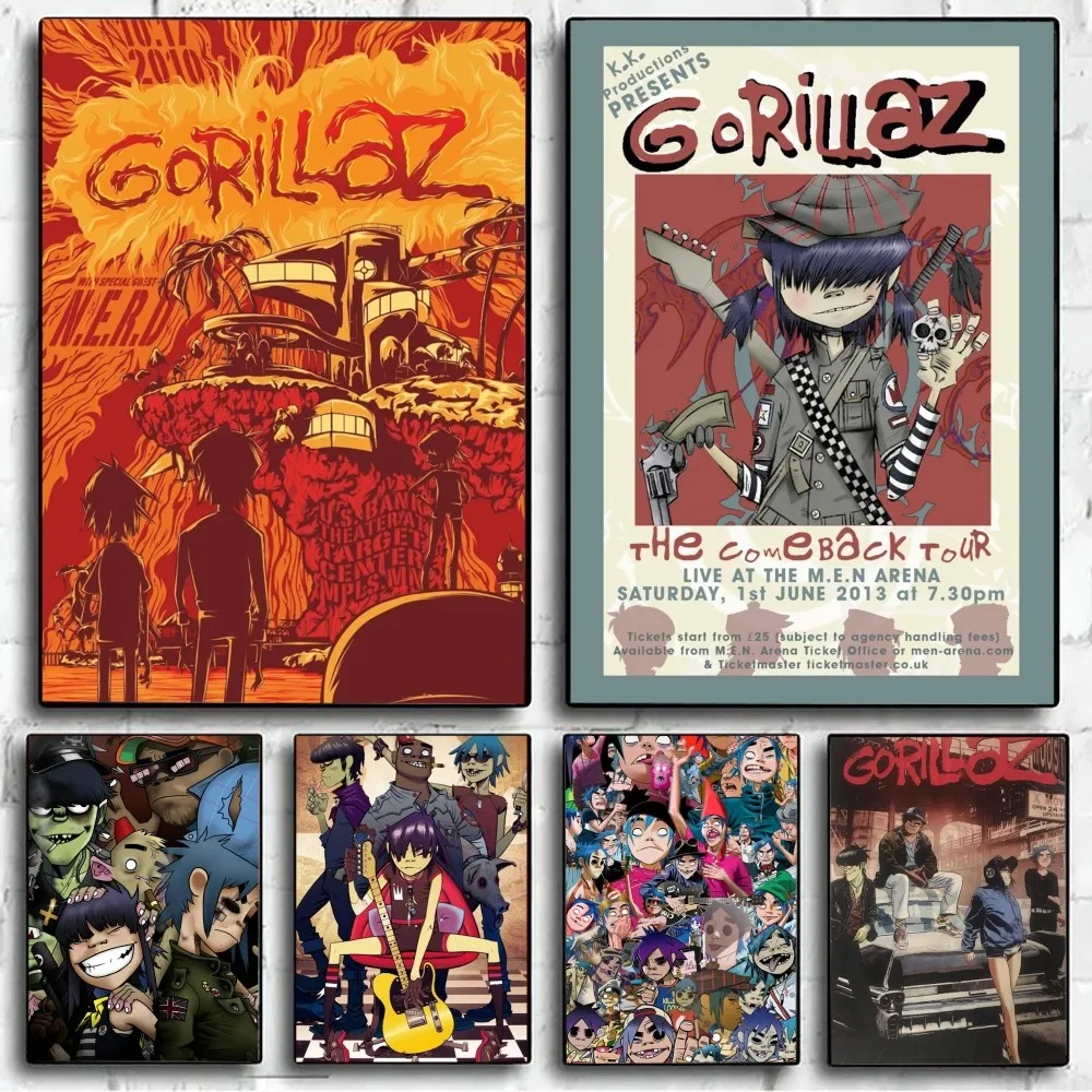 G-Gorillaz хип-хоп постер из крафт-бумаги высокого качества цифровая печать ретро