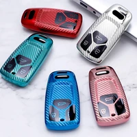 tpu carbon fiber pattern car key case cover for audi a4l a4 b9 q5 q7 tt tts tfsi a5 s5 smart key shell protector car styling