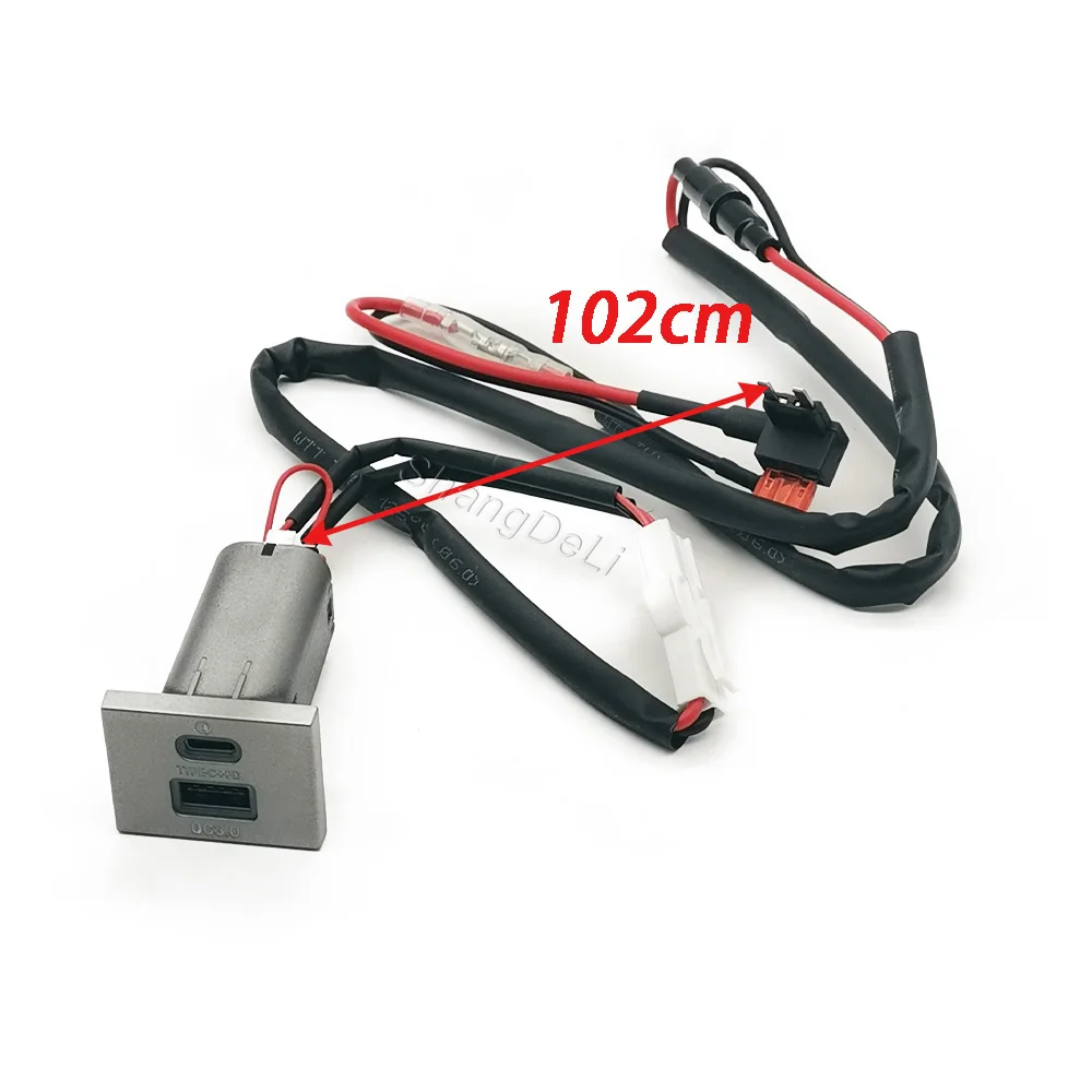 Фото Автомобильное зарядное устройство с двумя USB-портами QC3.0 Type C PD, 12В/24В, серебристое, подходит для Ford Focus 2 Mk2 2009-2011 №3