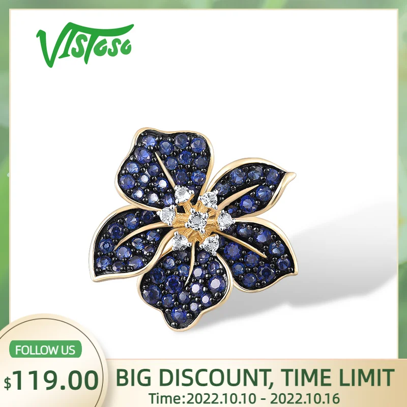 

Only 119USD during Oct.10-Oct.16 VISTOSO 9K 375 Yellow Gold Pendant For Women Blue Stones White Topaz Flower Trendy Fine Jewelry